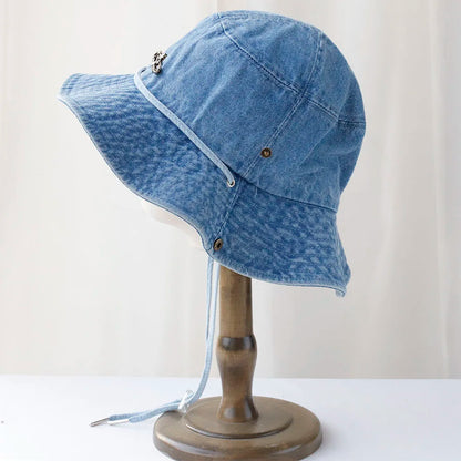 Y2K Cowboy Denim String Hiking Summer Bucket Hat