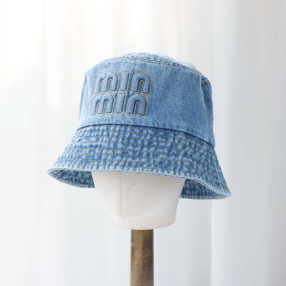 Cool Blue Cowboy Denim String Summer Bucket Hat