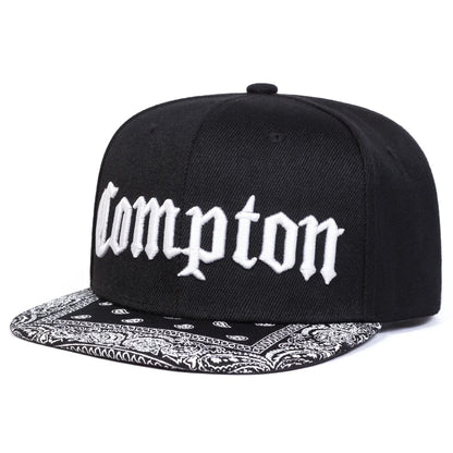 COMPTON Letter Embroidered Hip Hop Snapback Cap