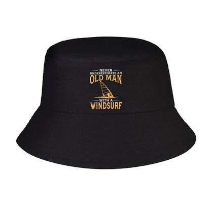 Old Man Windsurf Retro Beach Bucket Hat