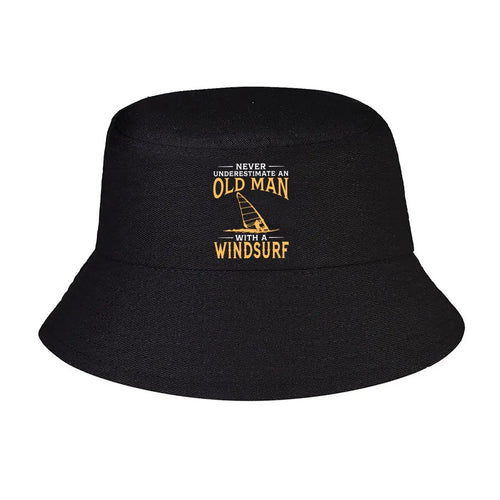 Old Man Windsurf Retro Beach Bucket Hat