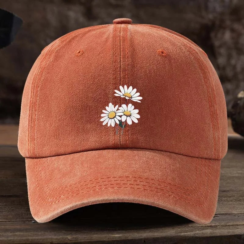 Unisex Daisy Print Duckbill Cap