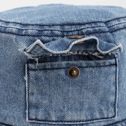 Korean Vintage Solid Denim Bucket Hat