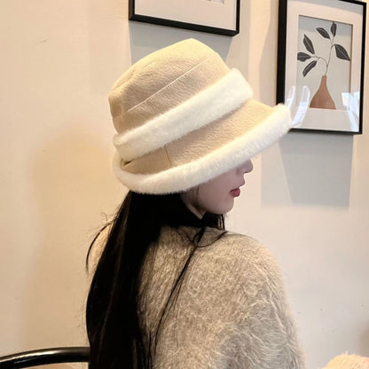 Women Plush Winter Ear Protection Bucket Hat