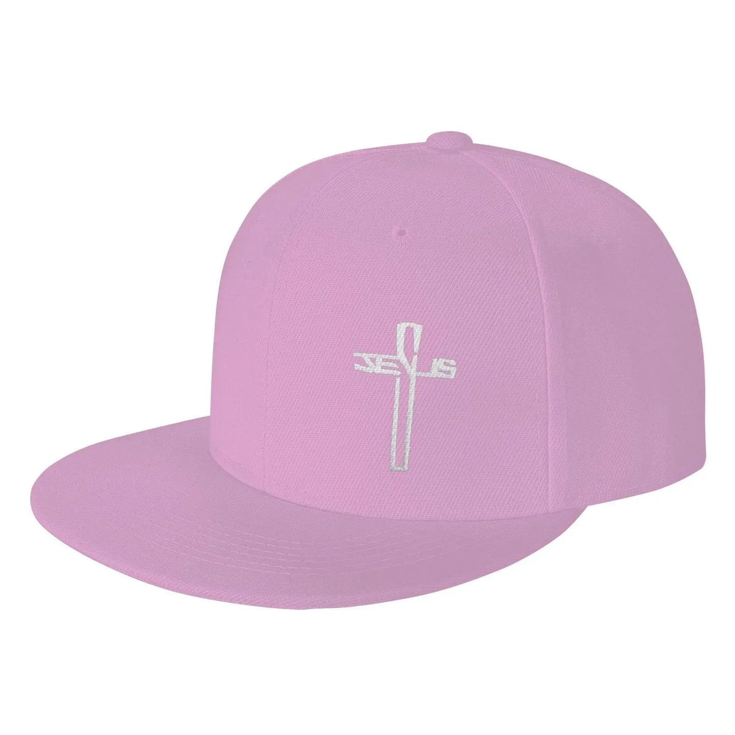 Christian Cross Embroidered Flat Brim Snapback Cap
