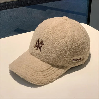 Faux Cashmere Letter Logo Winter Baseball Cap