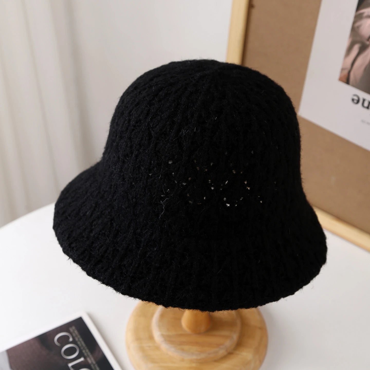 Vintage French Knit Round Top Bucket Hat