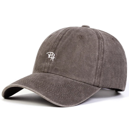 Unisex RH Letter Embroidery Wash Baseball Caps