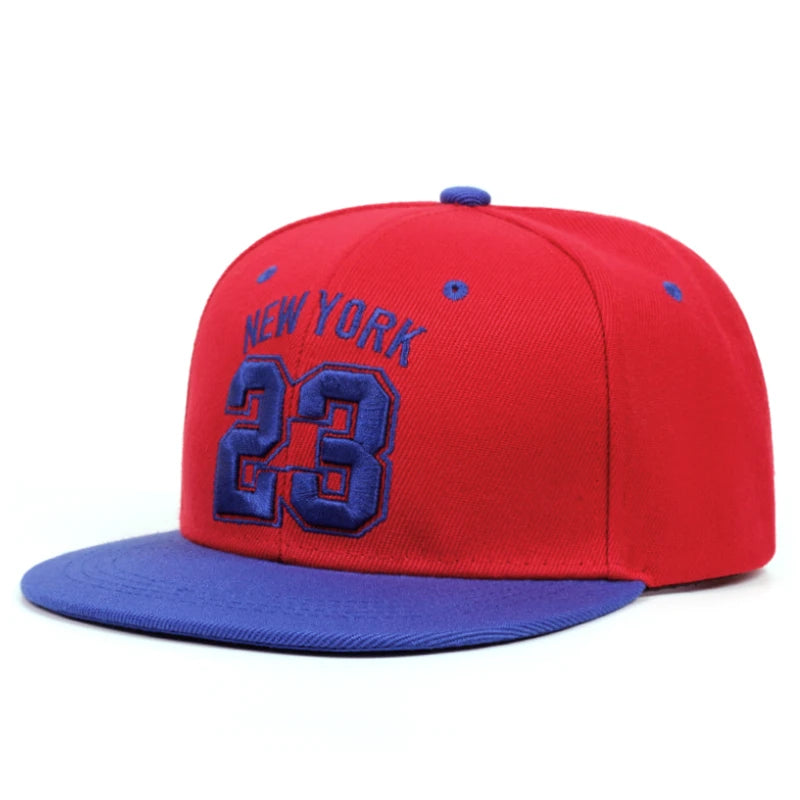 No 23 New York Embroidered Flat Edge Baseball Cap
