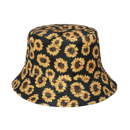 Sunflower Print Cotton Bucket Hat for Women