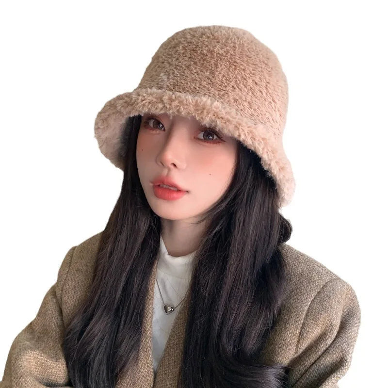 Women's Plush Fur Bucket Hat