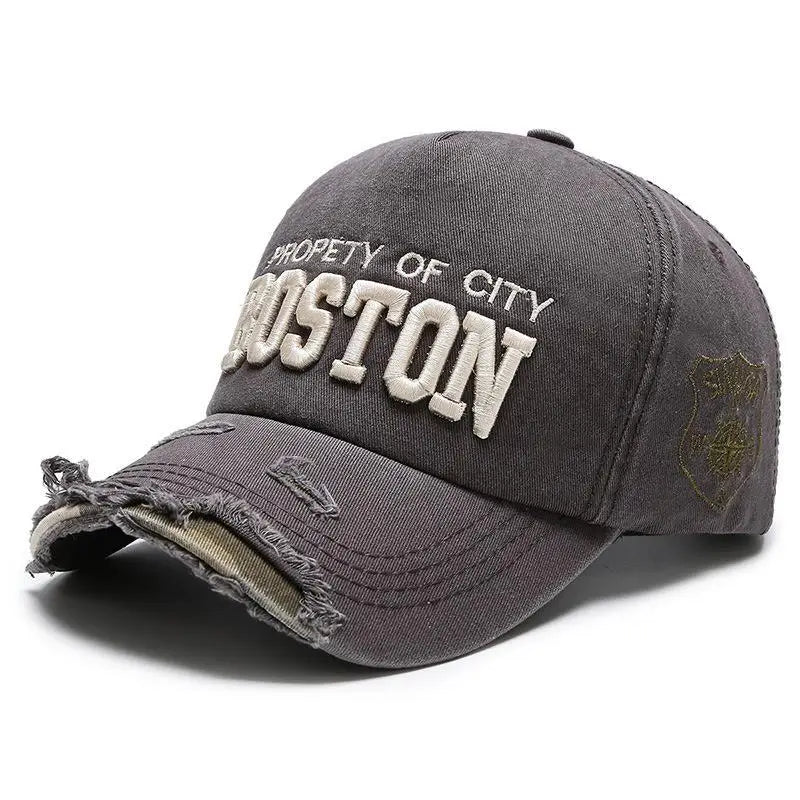 Boston Side Embroidered Hole Duckbill Baseball Cap