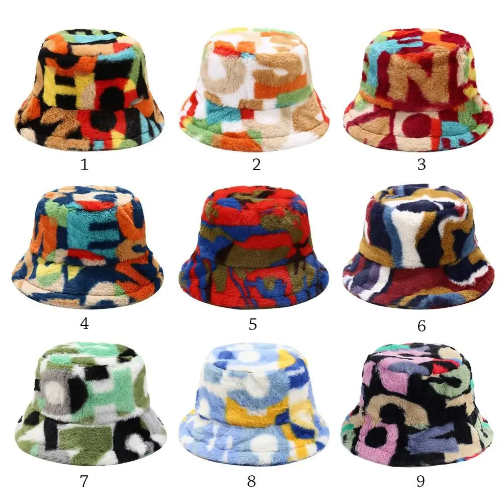 Winter Fluffy Fur Thickened Windproof Warm Bucket Hat Women Men