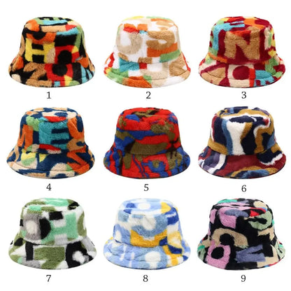 Winter Fluffy Fur Thickened Windproof Warm Bucket Hat Women Men