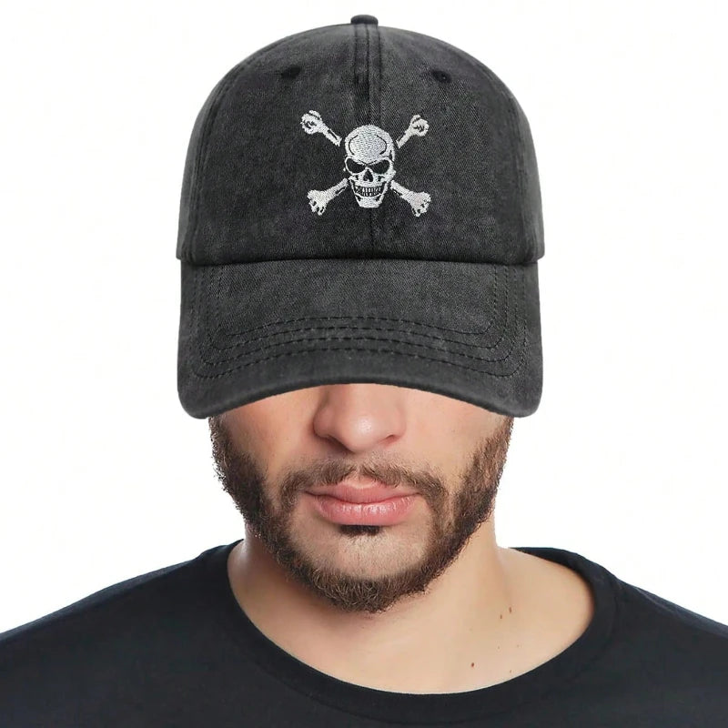 Skull And Crossbones Embroidered Baseball Cap