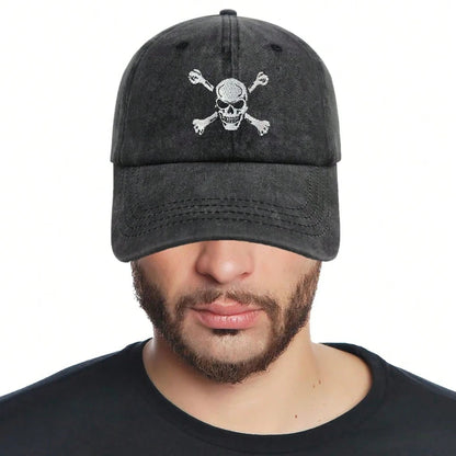 Skull And Crossbones Embroidered Baseball Cap