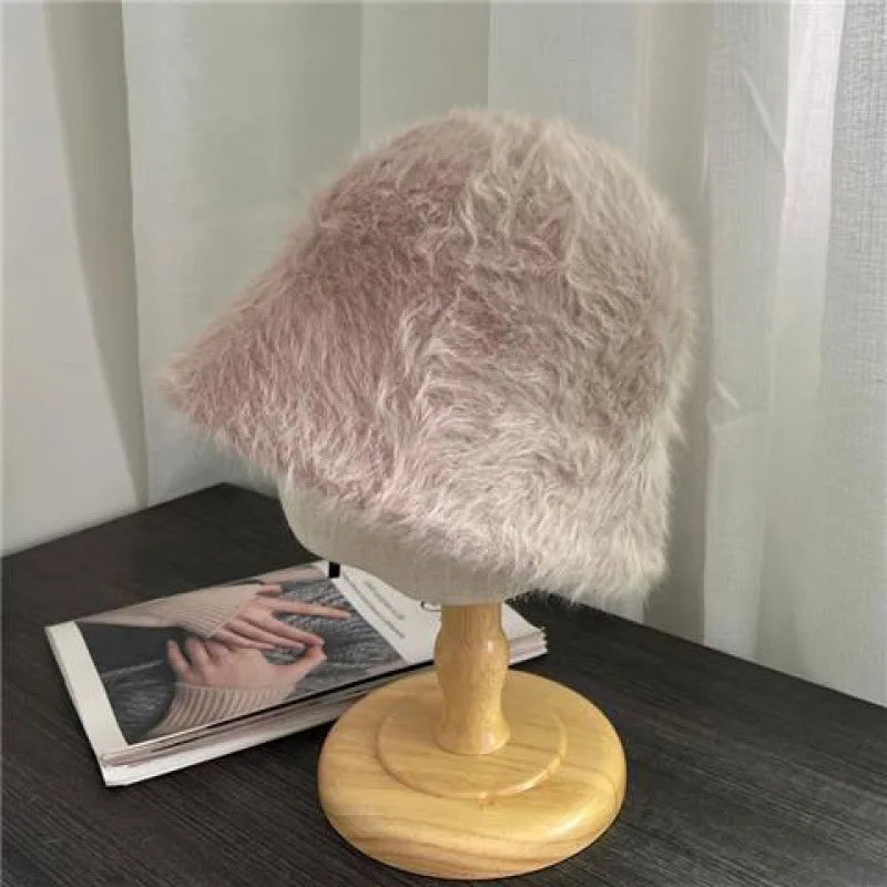 Women's Rabbit Hair Warm Bucket Hat