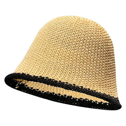 Women Hollow Woven Summer Bucket Hat
