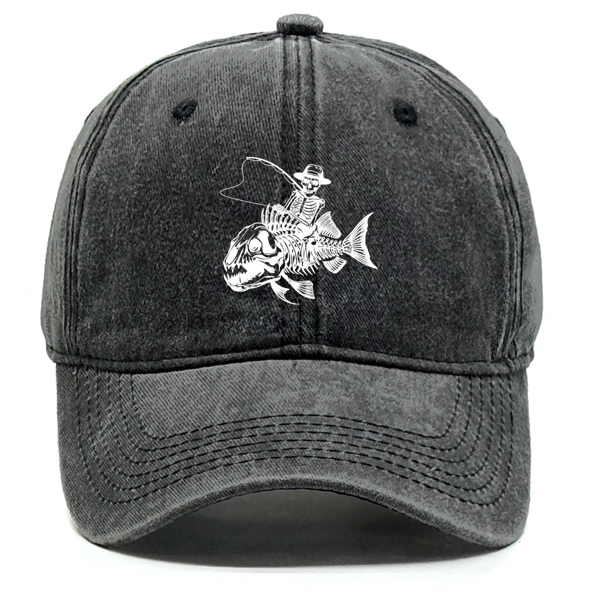 Fishing Skulls Washed Cotton Snapback Caps