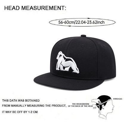 Unisex Gorilla Embroidered Flat Brim Baseball Cap
