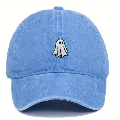 Ghost Pattern Embroidered Brim Halloween Cap