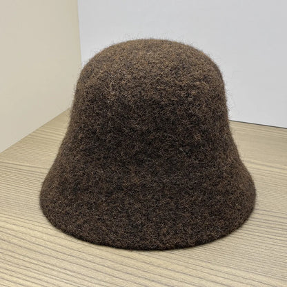 Wool Blend Knitted Plush Winter Bucket Hat