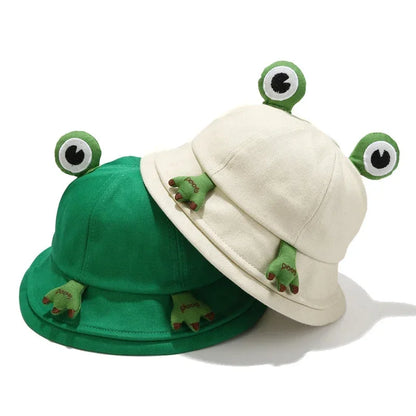 Kids Cartoon Frog Bucket Hat with Ears