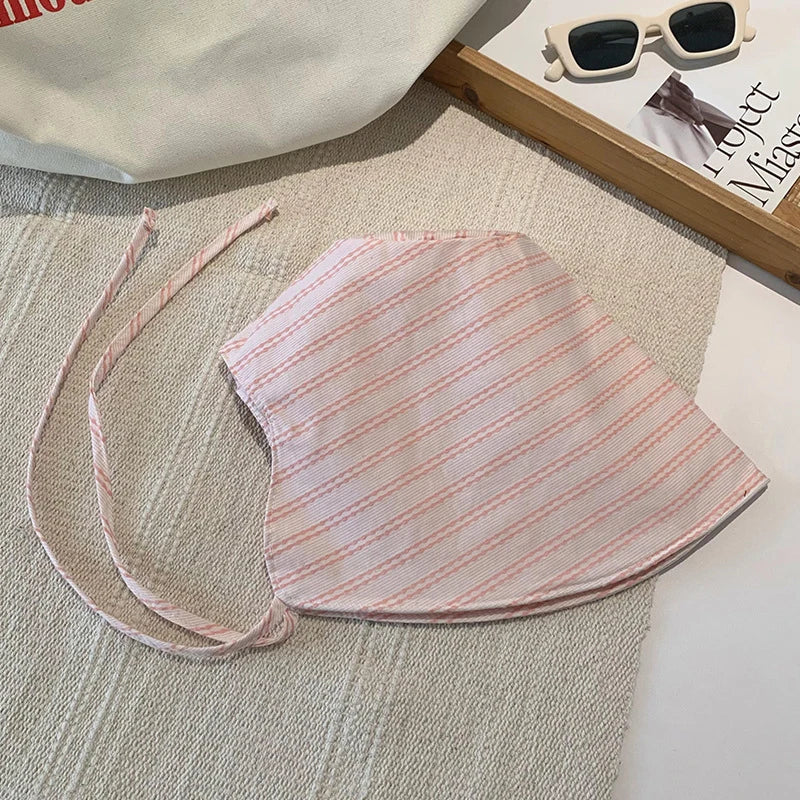 Large Brim Foldable Korean Striped Bucket Hat