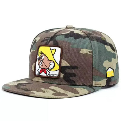 Speedy Mouse Label Flat Brim Hip Hop Cap