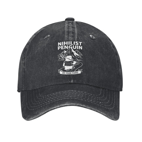 Nihilist Penguin Existential Meme Washed Baseball Cap