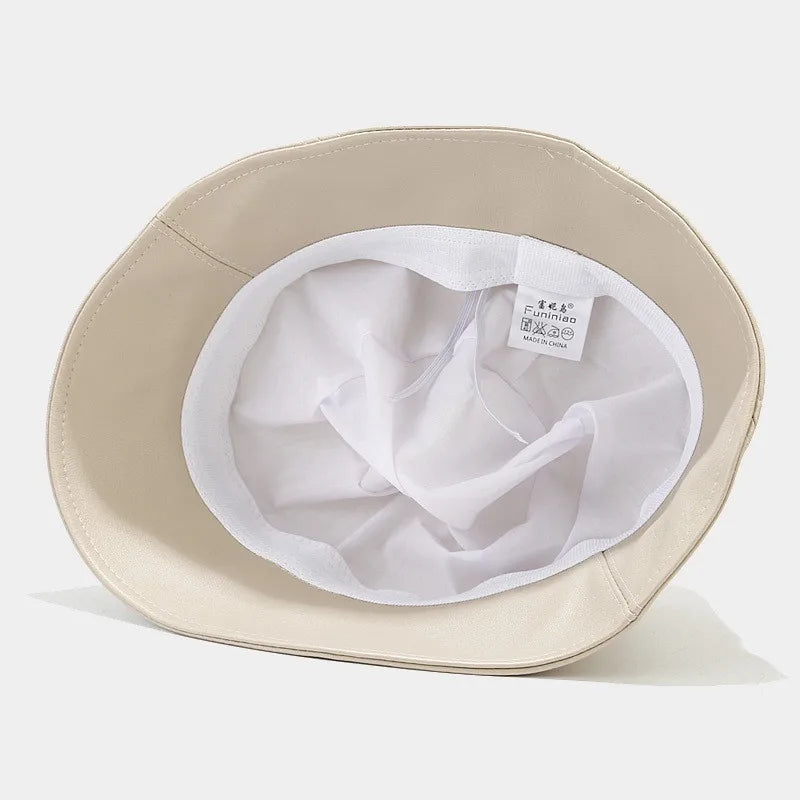PU Solid Color Bucket Hat for Women and Girls