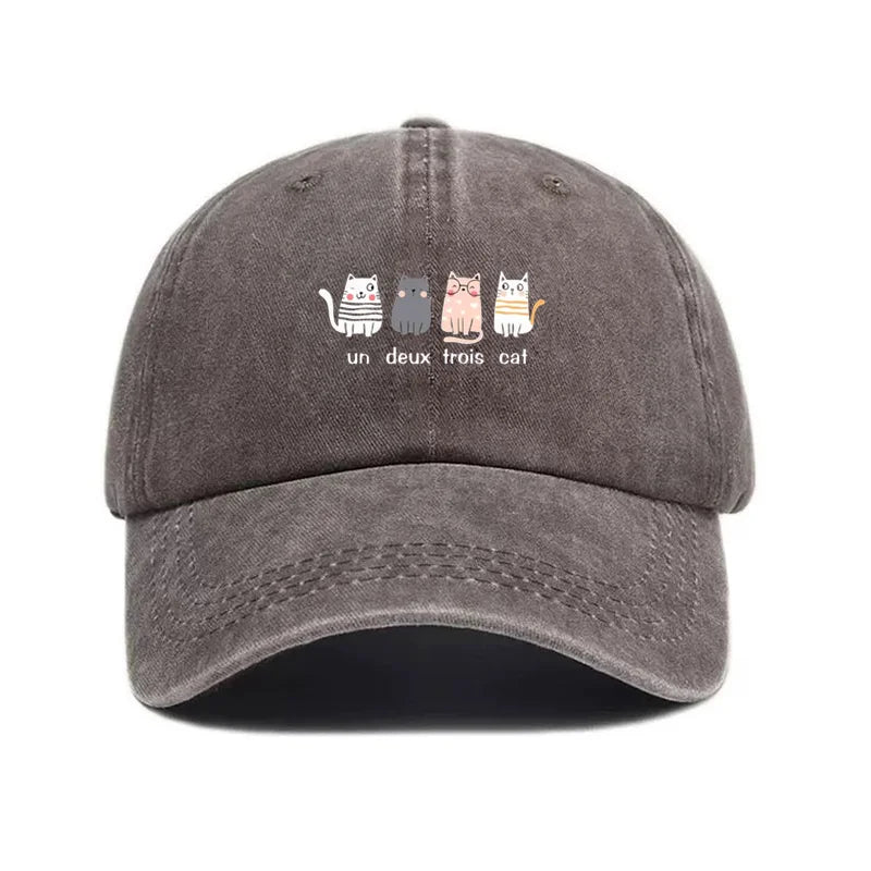 Kittens Vintage Washed Cotton Cute Streetwear Baseball Cap