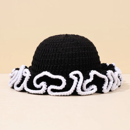 Multicolor Ruffle Knitted Wool Bucket Hat