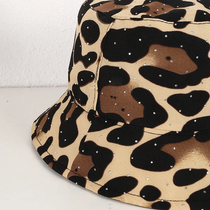 Leopard Print Diamond Reversible Bucket Hat
