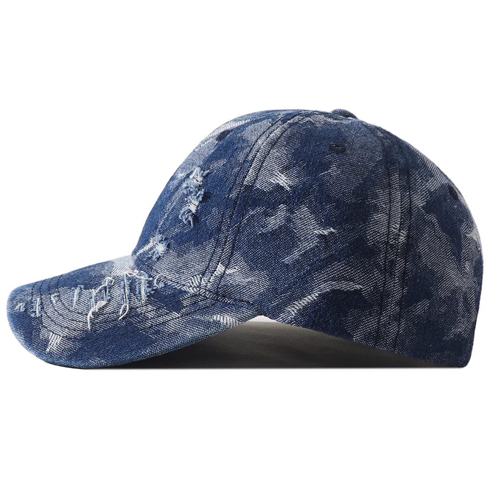 Vintage Distressed Denim Hip Hop Streetwear Baseball Cap