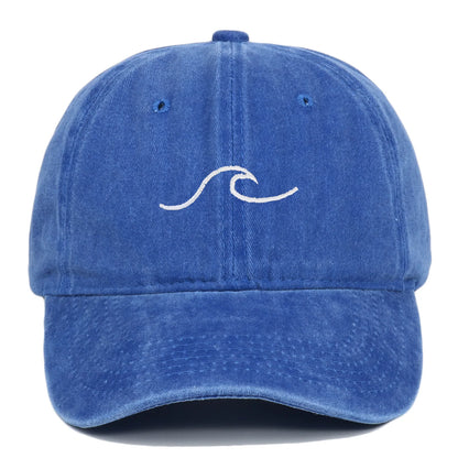 Wave Pattern Embroidered Retro Washed Baseball Cap