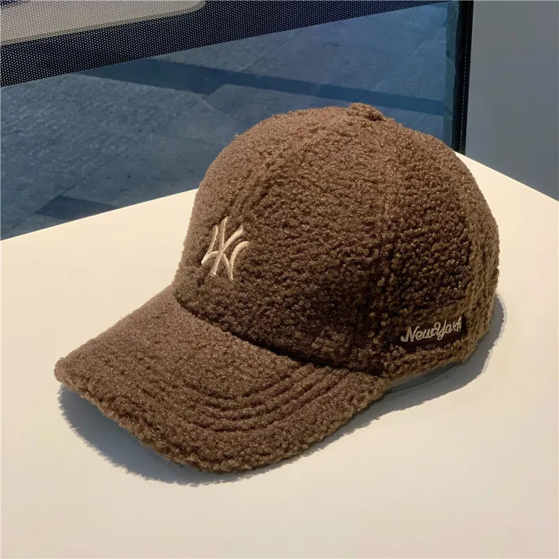 Faux Cashmere Letter Logo Winter Baseball Cap