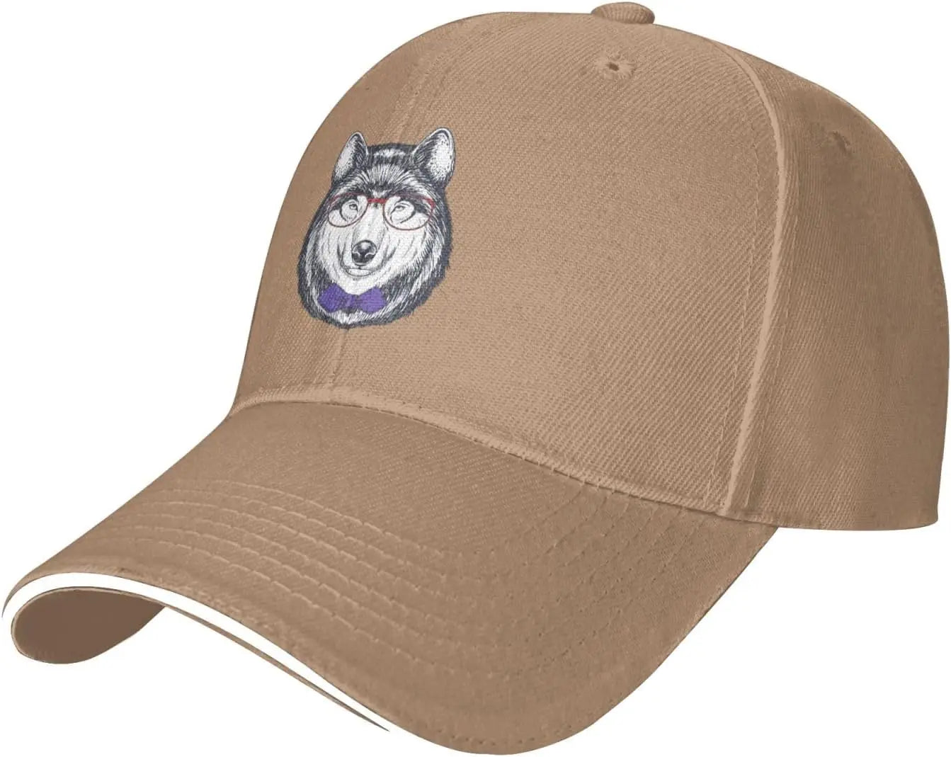 Husky Glasses Bow Tie Baseball Cap