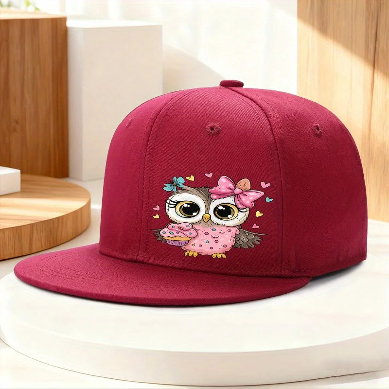 Cute Owl Cupcake Pink Bow Snapback Cap