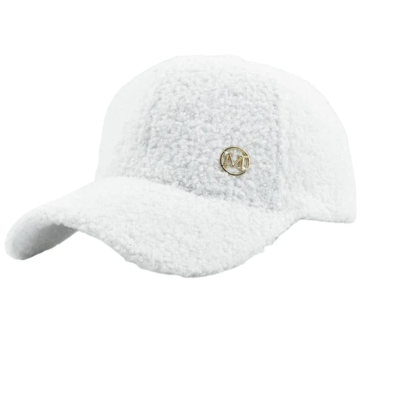 M Label Lamb Wool Baseball Cap