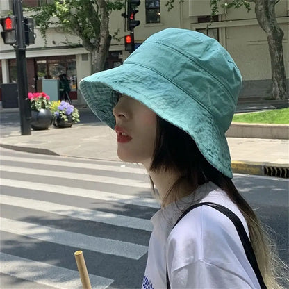 Solid Color Breathable Sunscreen Bucket Hat