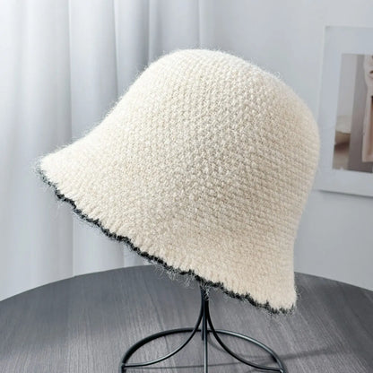 Chanel-Style Knitted Wool Autumn Winter Bucket Hat