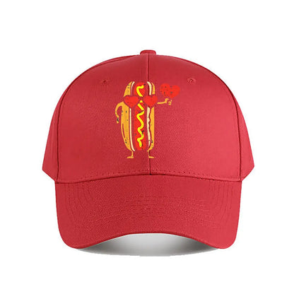 Distressed Hot Dog Heart Valentine Baseball Cap