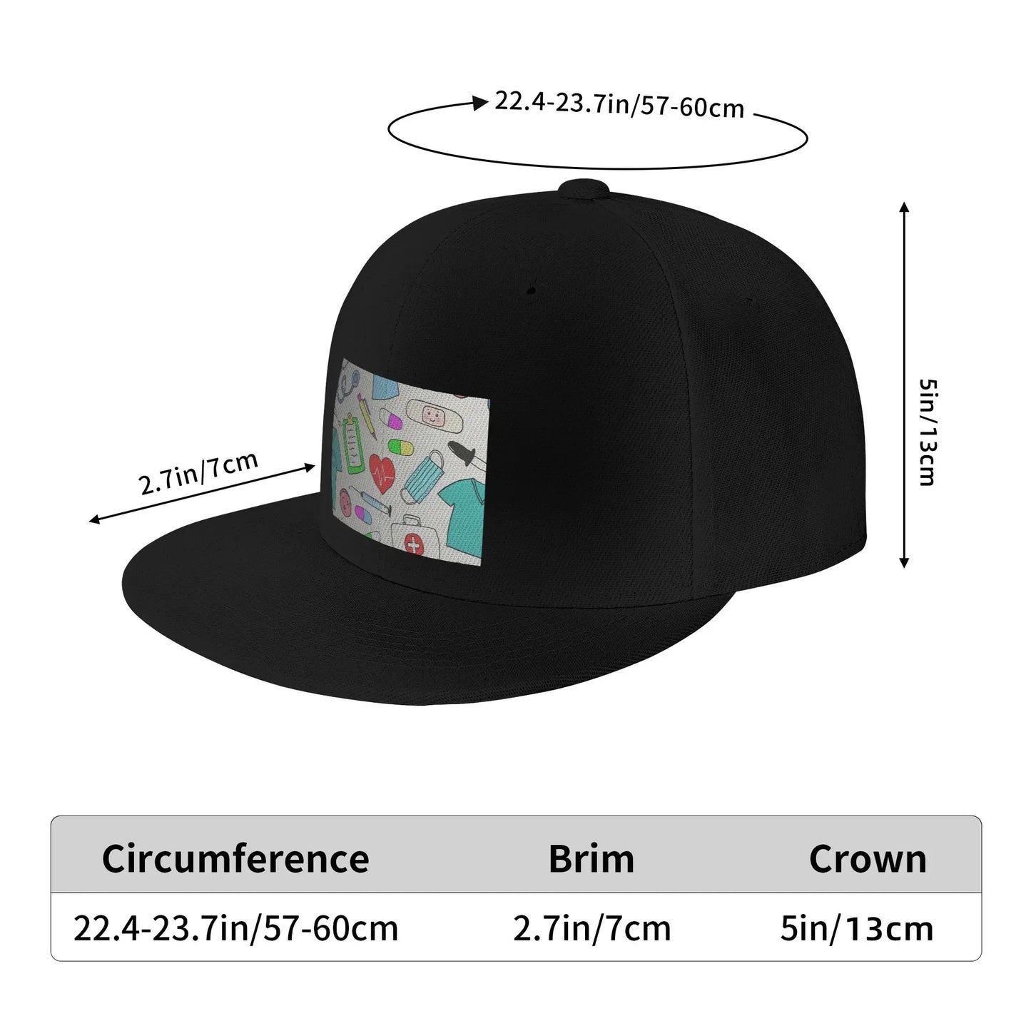 Colorful Nursing Pattern Casual Outdoor Snapback Cap