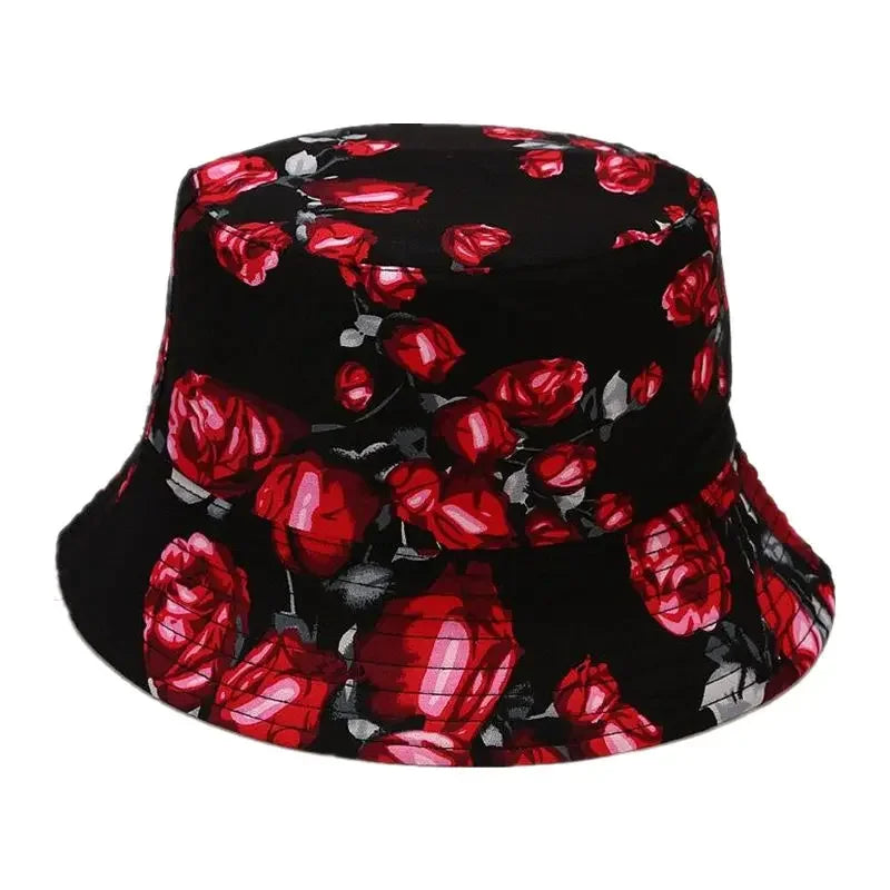 Roses Print Spring Cotton Bucket Hat