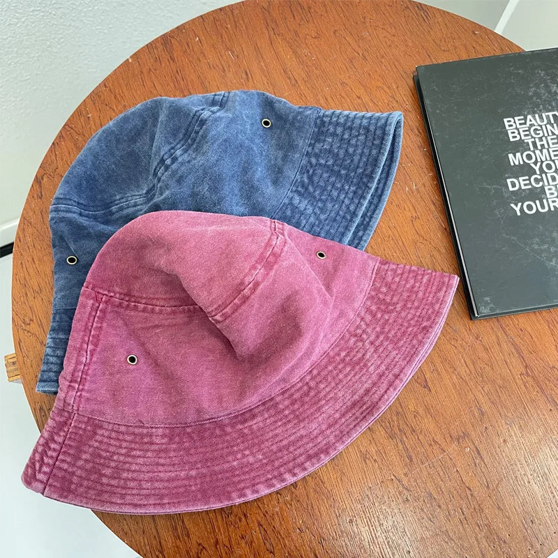 Unisex Washed Denim Bucket Hat