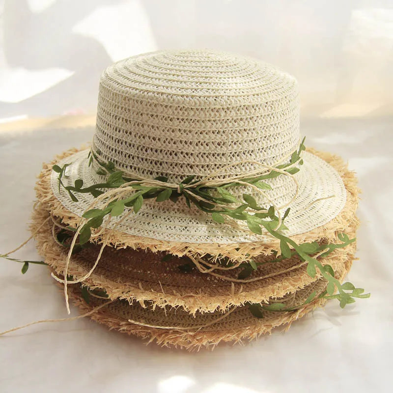 Womens Rattan Weave Wide Brim Bow Bucket Hat