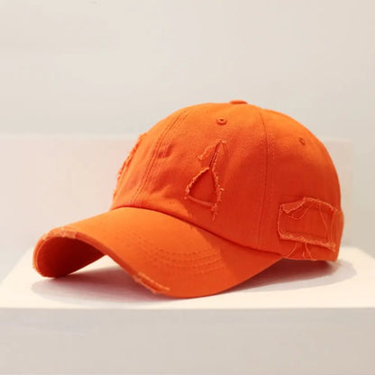 Trendy Worn Hole Letter Streetwear Baseball Cap
