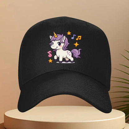 Cute Unicorn Music Print Adjustable Baseball Cap
