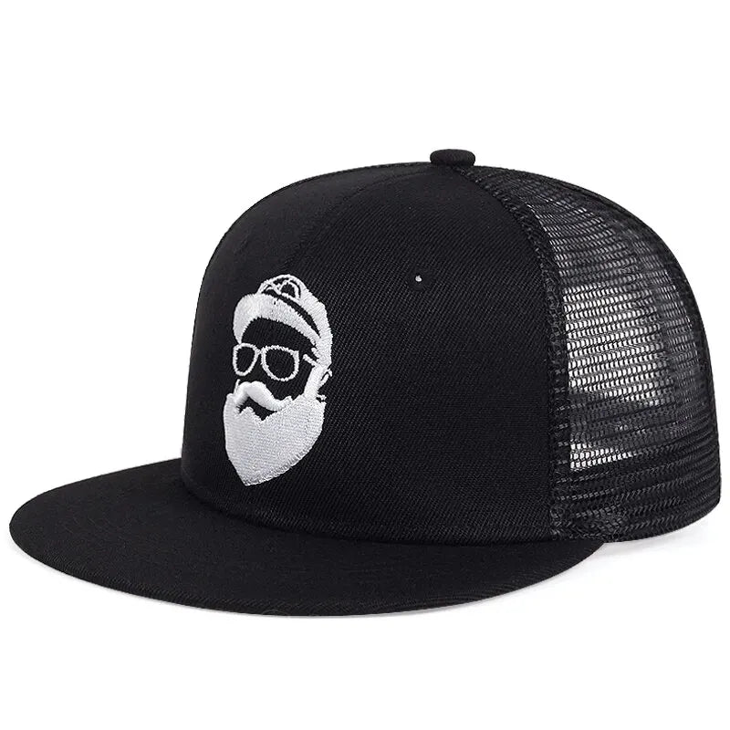 Uncle Beard Embroidery Hip Hop Mesh Snapback Cap